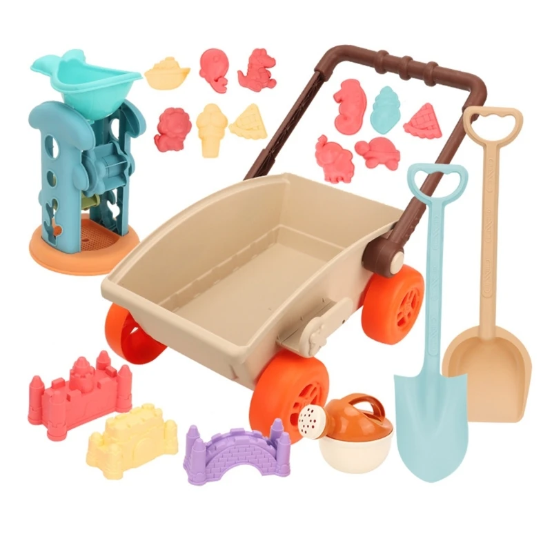 Beach Game Set for Toddlers Sandcastles Playset Sand Mold Cart Toy Kids Summer Gift Sand Building Child Water Toy 22PCS 3