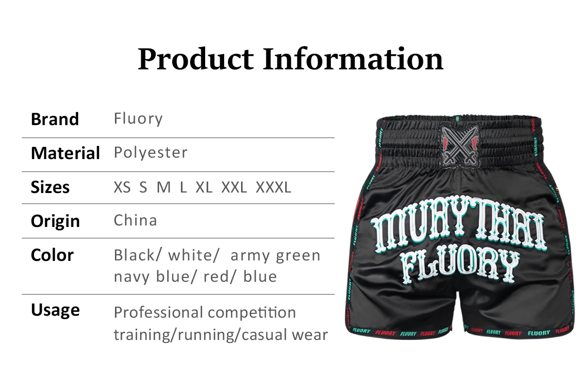 FLOORY Heavy Industry Mikrofaser bestickte Muay-Thai-Shorts Boxshorts Gym-Trainingsshorts Muay-Thai-Shorts – Detail 4