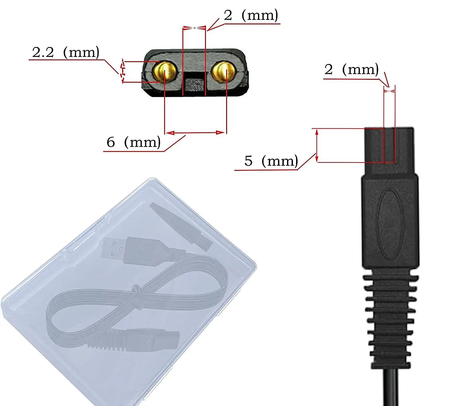 Razor Replacement Charger Cord, For MicroTouch Solo Charger, Men's 5V Micro Touch Shaver Solo Trimmer Charger Power Cord, charging cable,usb charging cable,shaver charger,ac power cable,device cord