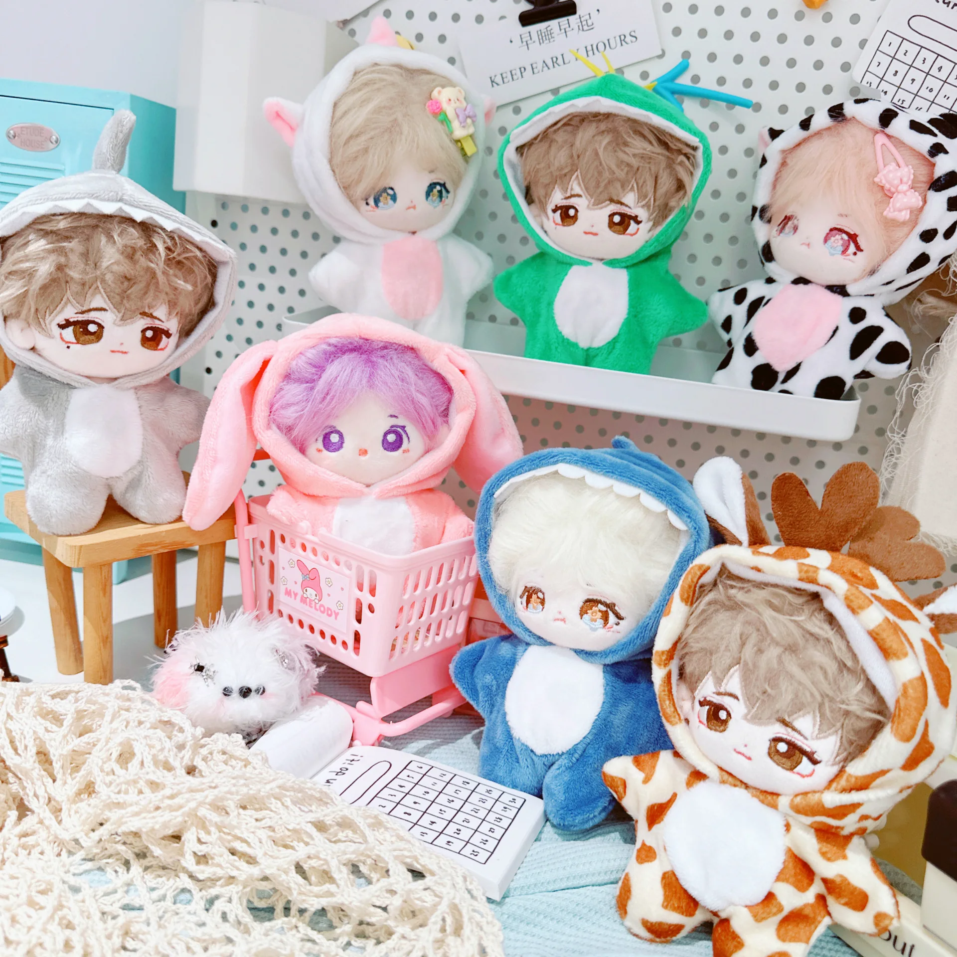 10cm Cute Animals Unicorn Bunny Shark Coat Suit Mini Idol Soft Cotton Doll DIY Clothes Accessory for Girls Fans Collection Gifts