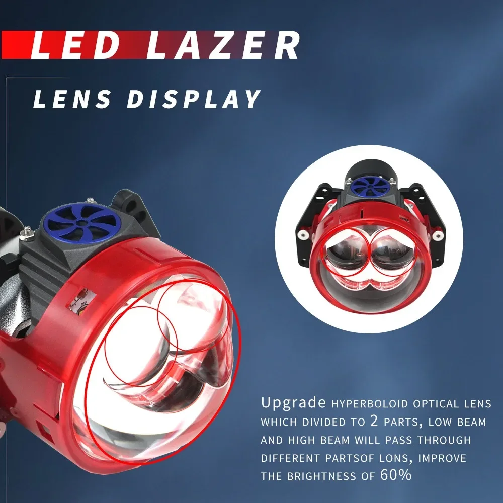 

Transform Your Car Headlights with 3 Inch Bi-Led Laser Projector Lens 6500K 12V 75W Universal Fit for Cars and Motorcycles