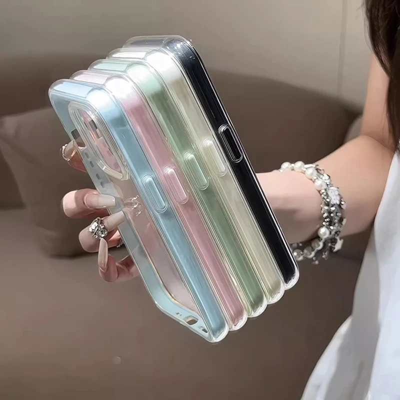 Luxury Transparent Candy Color Shockproof Phone Case with Soft Bumper Cover