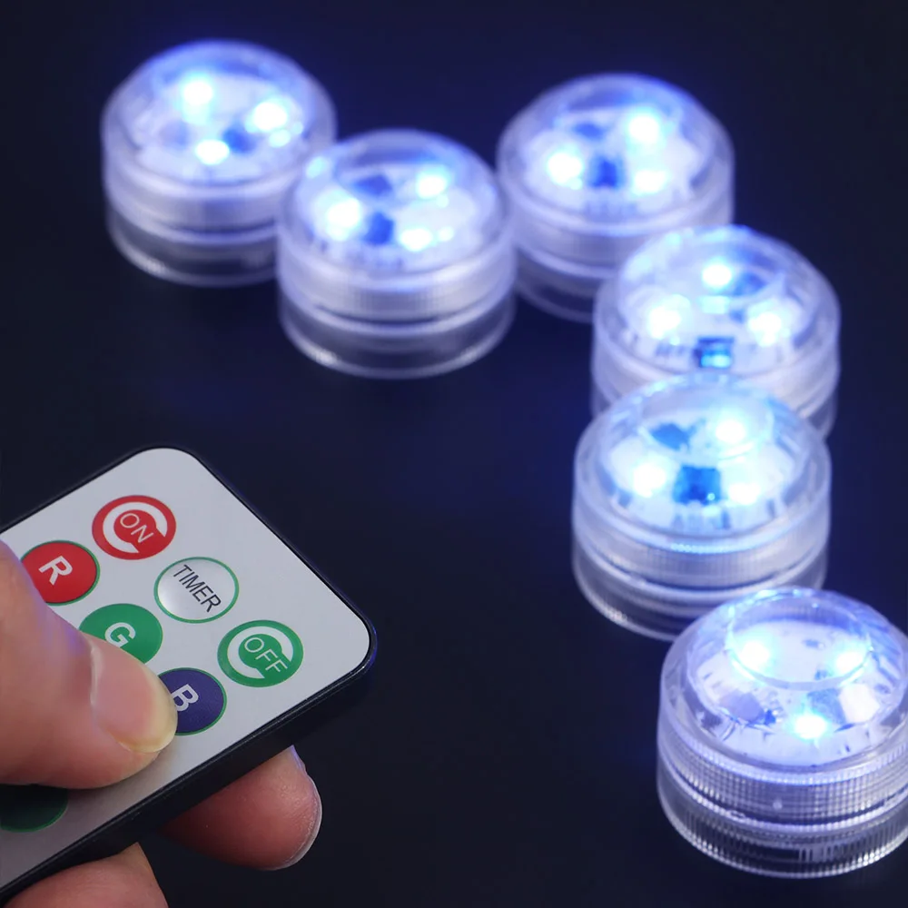 LED Light Remote Control Night Lights For Wedding Tea Light Hot Tub Pond Pool Bathtub Aquarium Party Vase Decor 4