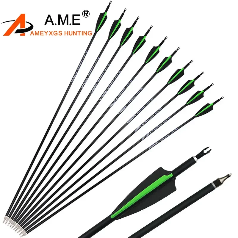 

6/12/24pcs 30.5inch Mixed Carbon Arrows Archery Spine 500 Hunting Arrows for Compound Bow and Longbow Recurve Shooting Arrow