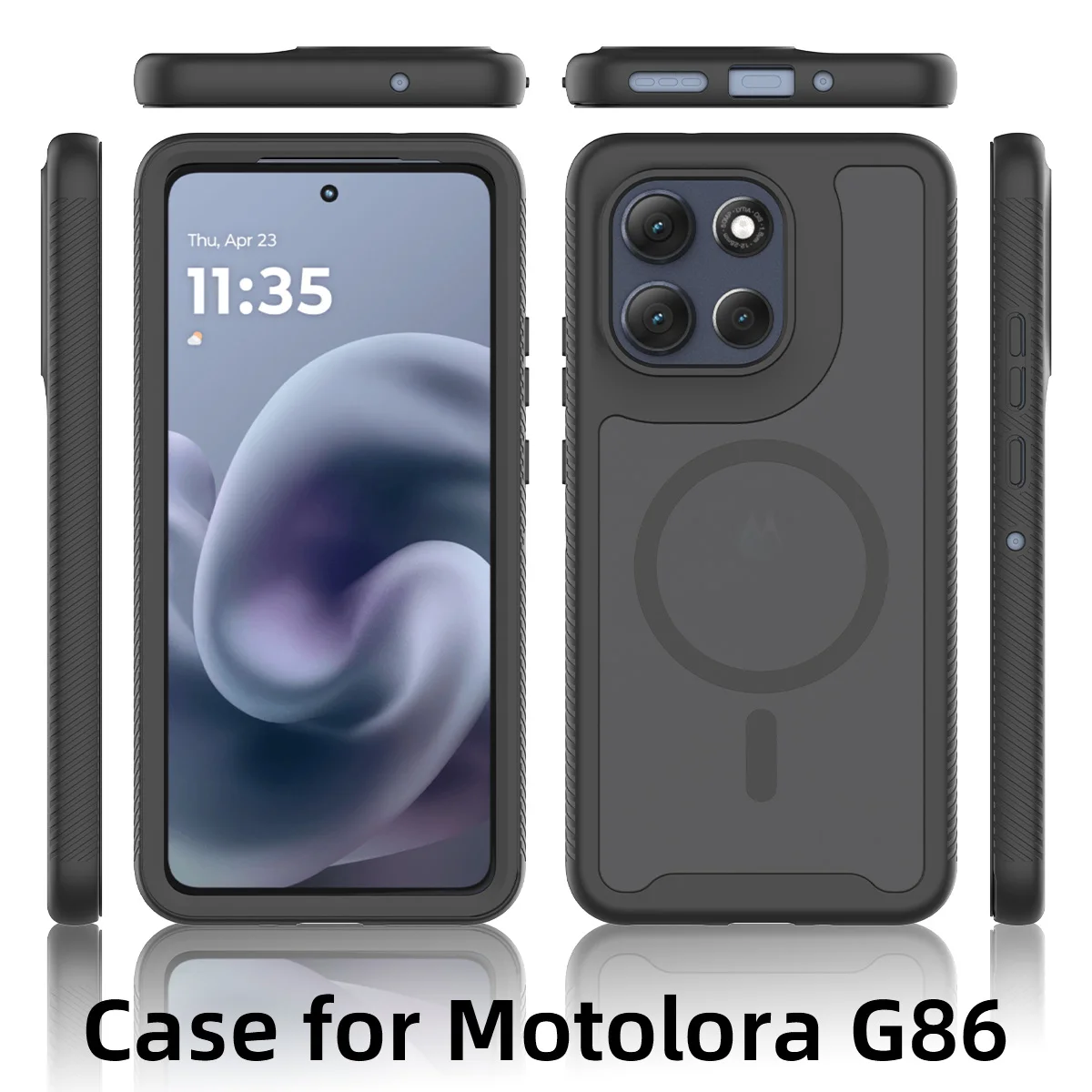 Shockproof Armor Glossy Magnetic Phone Case with Translucent Back Cover