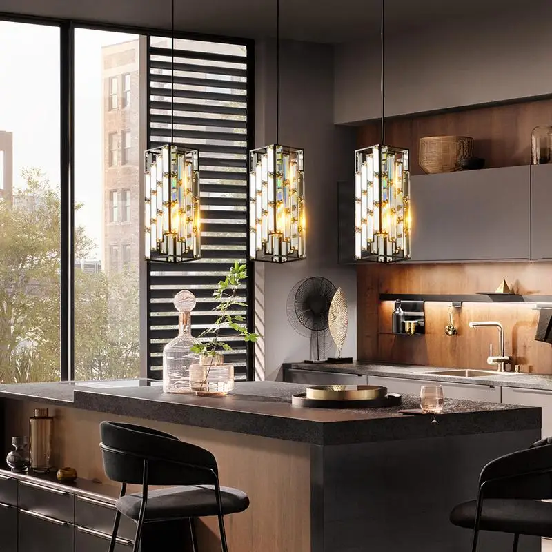 Stylish Adjustable Crystal Pendant Light Set of 3