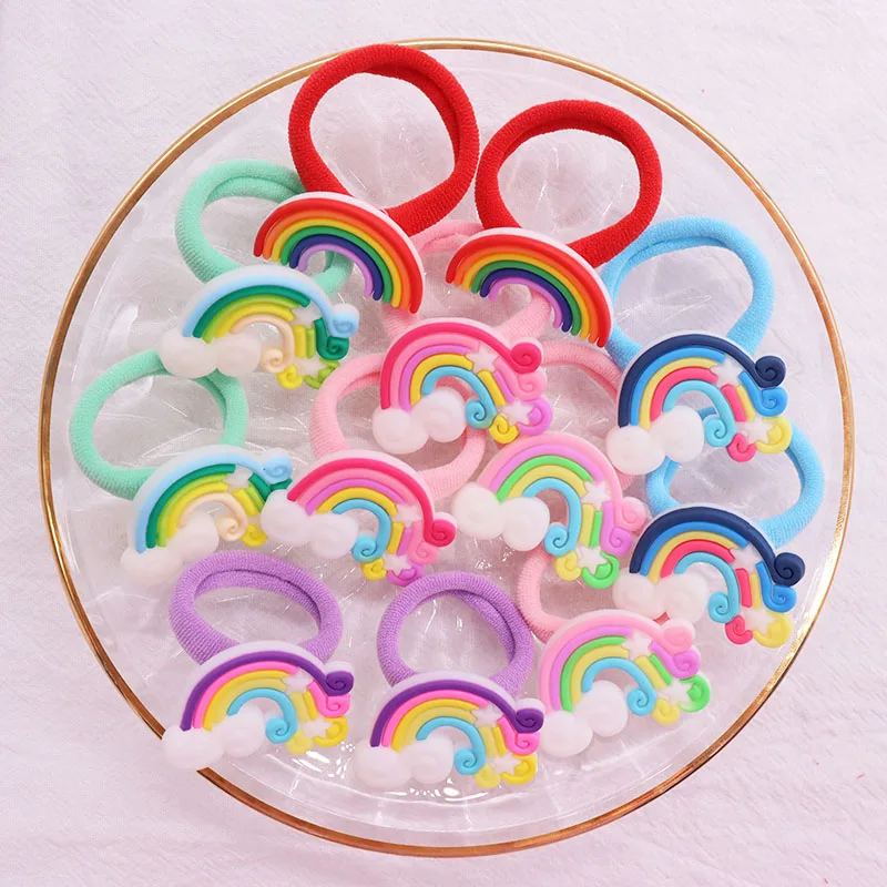 Vibrant Rainbow Hair Accessories Set - Elastic Bands & Scrunchies