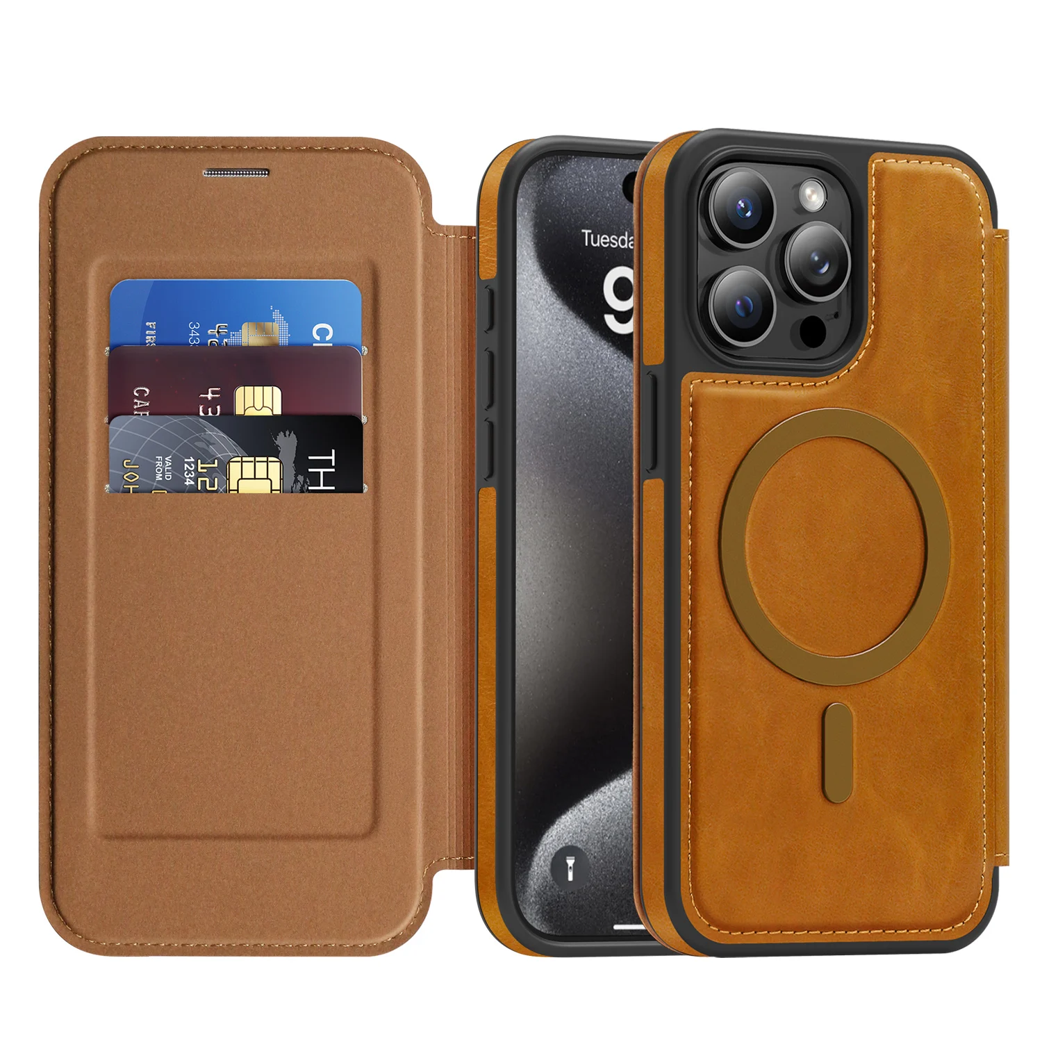 Premium 2-in-1 Detachable Leather Wallet Case with MagSafe RFID Protection