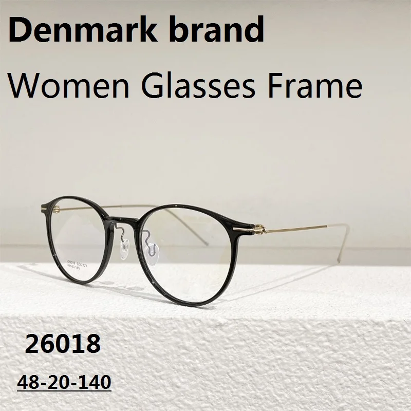 Fashion Denmark Women Round Glasses Frame Screwless Ultralight Myopia Men Optical Eyewear