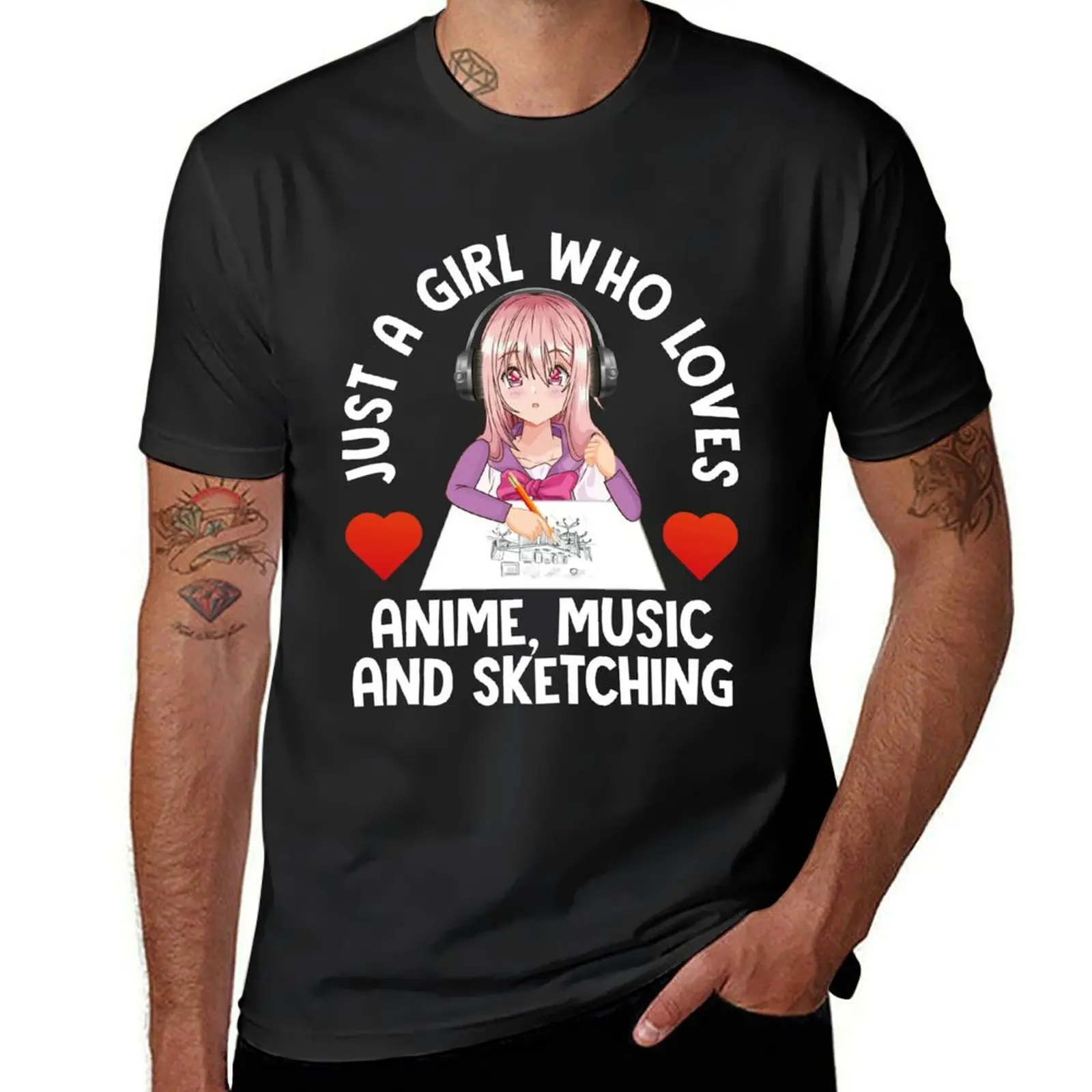 

Just A Girl Who Loves Anime, Music and Sketching T-shirt hippie clothes aesthetic clothes graphics mens graphic t-shirts anime