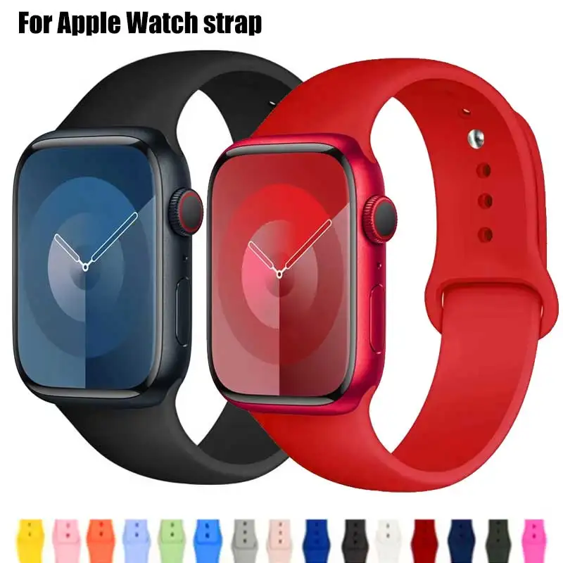 Silikonband für Apple Watch Armband 44mm 45mm 40mm 41mm 42-38mm 45mm Sportarmband iwatch Serie 8 7 6 5 4 3 SE 9 Ultra 2 49mm