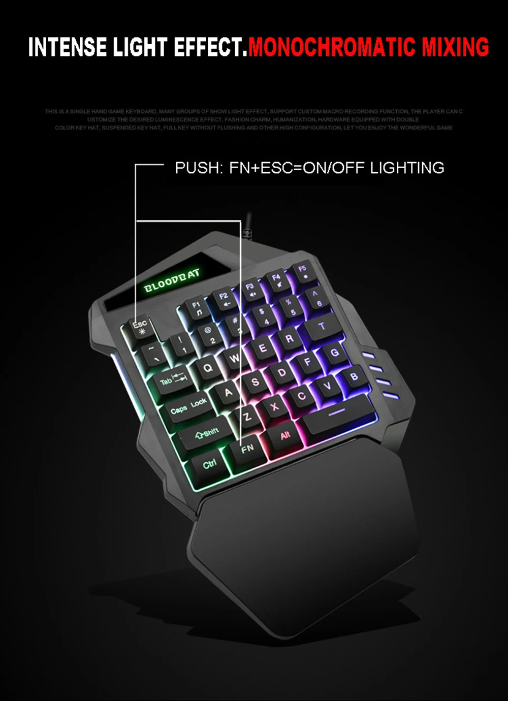 usb prendido teclas teclado de jogo rgb com uma mão rato dpi combo com conversor para xbox pc