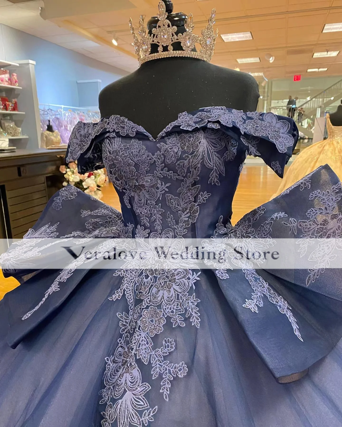Vestidos De XV Anos Quinceanera Dress Shoulder Bow Tie appiques ߽ Ʈ 16 Dress Prom Party Wear