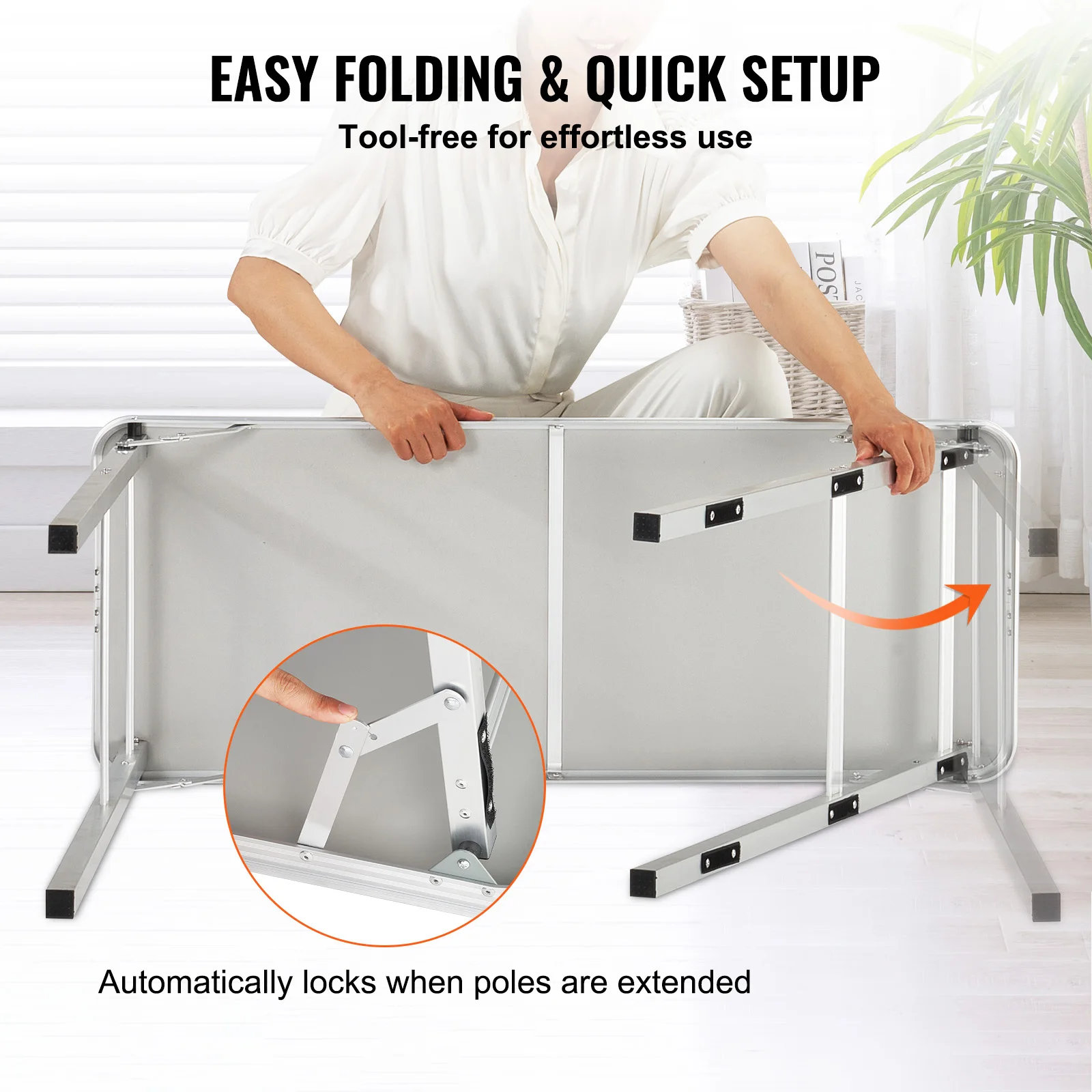 VEVOR Folding Portable Bar Table Tradeshow Podium Table for Party Picnic Exhibition Includes Carrying Case Storage Shelf & Skirt 4