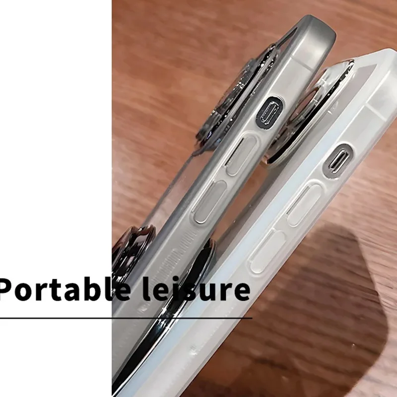 MagSafe Magnetic Silicone Stand Holder Clear Case Cover