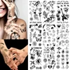 10pcs Waterproof Temporary Tattoo Sticker Dark Small Symbol Emoticon Flower Skull Body Art Arm Fake Tattoos Women Men Neck Hand 1