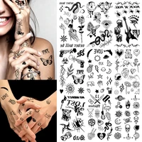 10pcs Waterproof Temporary Tattoo Sticker Dark Small Symbol Emoticon Flower Skull Body Art Arm Fake Tattoos Women Men Neck Hand 1