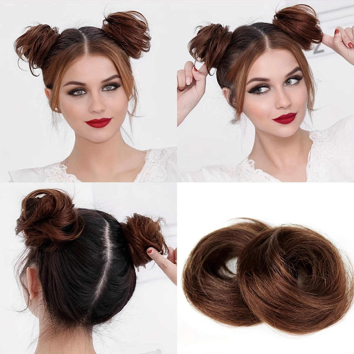 YYong Upgrade Your Look Instantly with 100% Brazilian Human Hair Bun Extensions-Soft & Comfortable to Wear!