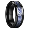 90685-45b106.jpg Bague celtique en acier inoxydable pour homme, 21 couleurs, 8 mm, incrustation de dragon rouge, vert, noir, fibre de carbone, alliance, bijoux, taille 6-13
