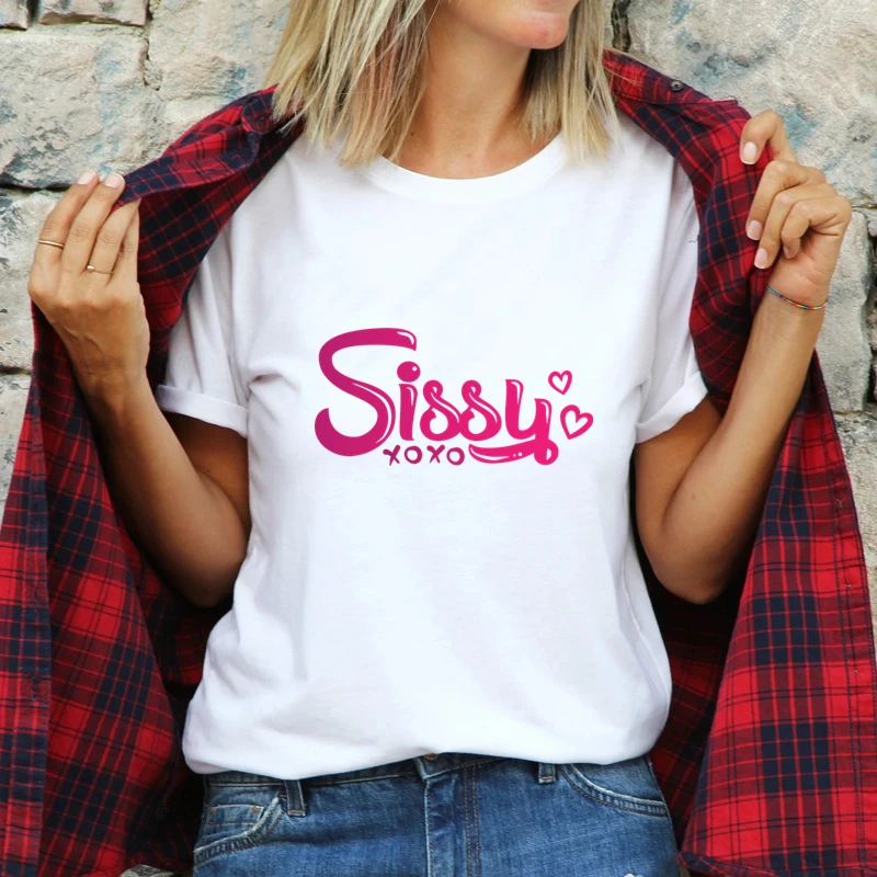 Plus Size Sissy Letter Print Oversized Kawaii T-Shirt
