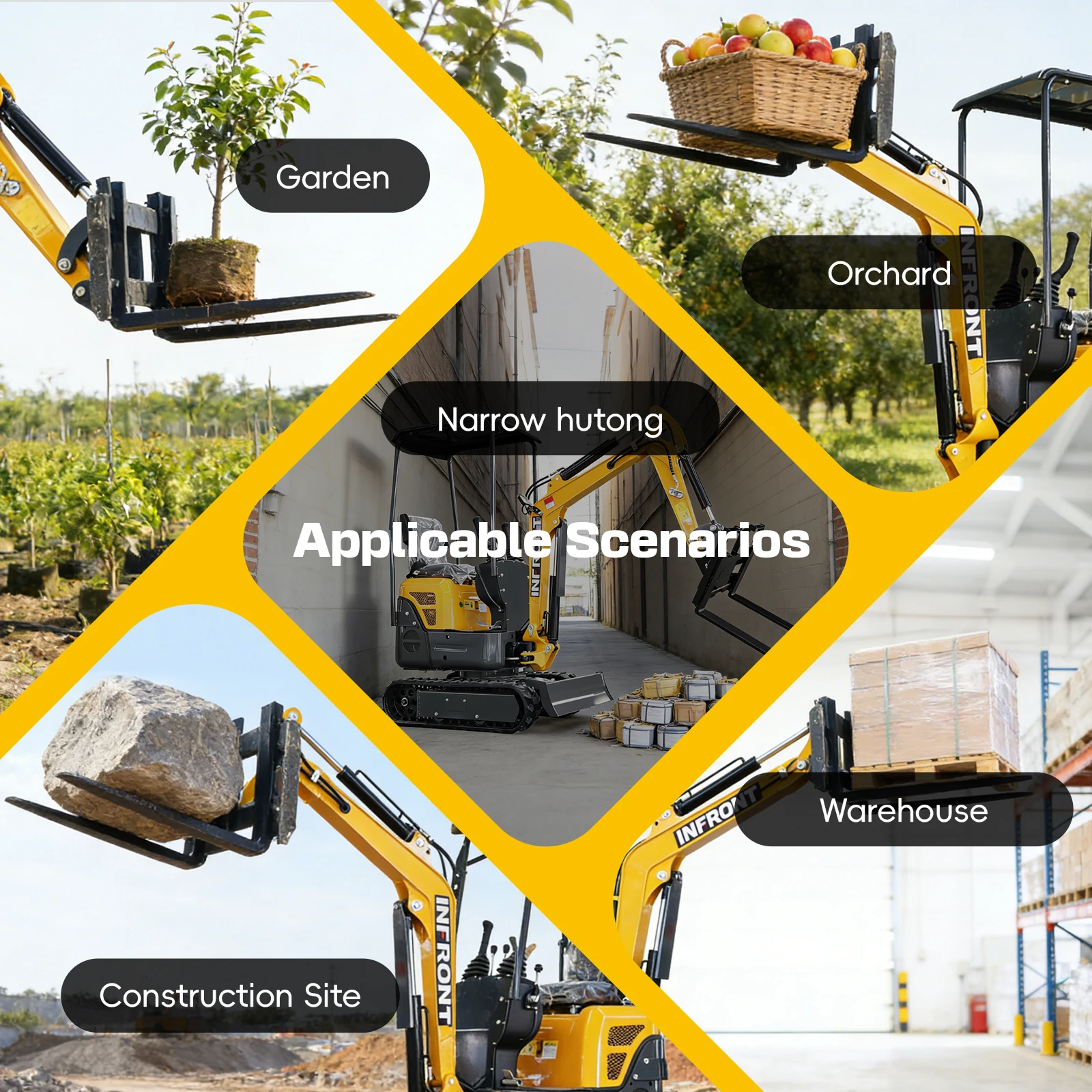 Adjustable Pallet Forks for Mini Excavator Digger Attachment product image