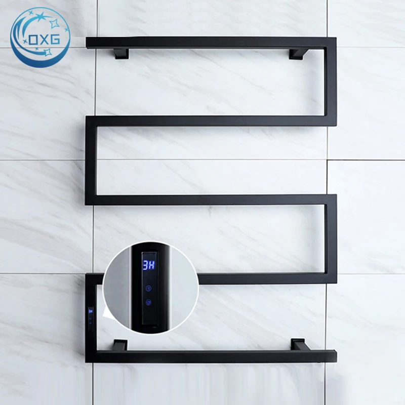 OXG Black/Chrome Bathroom Electric Bath Towel Heating Electric Towel Holder  Electric Towel Heater, Hidden/Exposed Installation, - AliExpress
