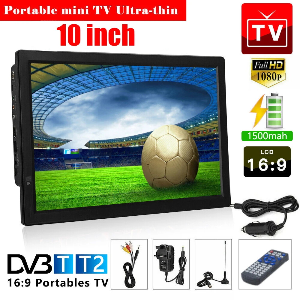 10inch Portable TV Digital Television Player 1080P HDMI Mini Car Television DVB T/T2 ISDB T