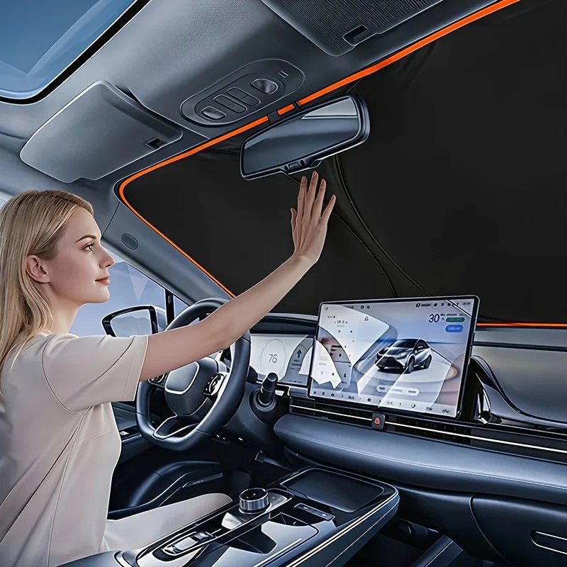 새로운 휴대용 차양막, 일체형 차량용 차양막, 여름철 햇빛 차단을 위해 특별히 설계된 제품으로, 여행 및 캠핑에 적합합니다.