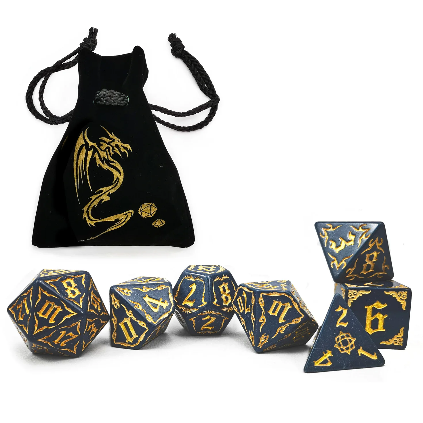 Bescon Giant Fire-Patterned DND Dice Set 1 Inch (25MM) , Oversized D&D Dice Set for Dungeons and Dragons Role Playing Games 2