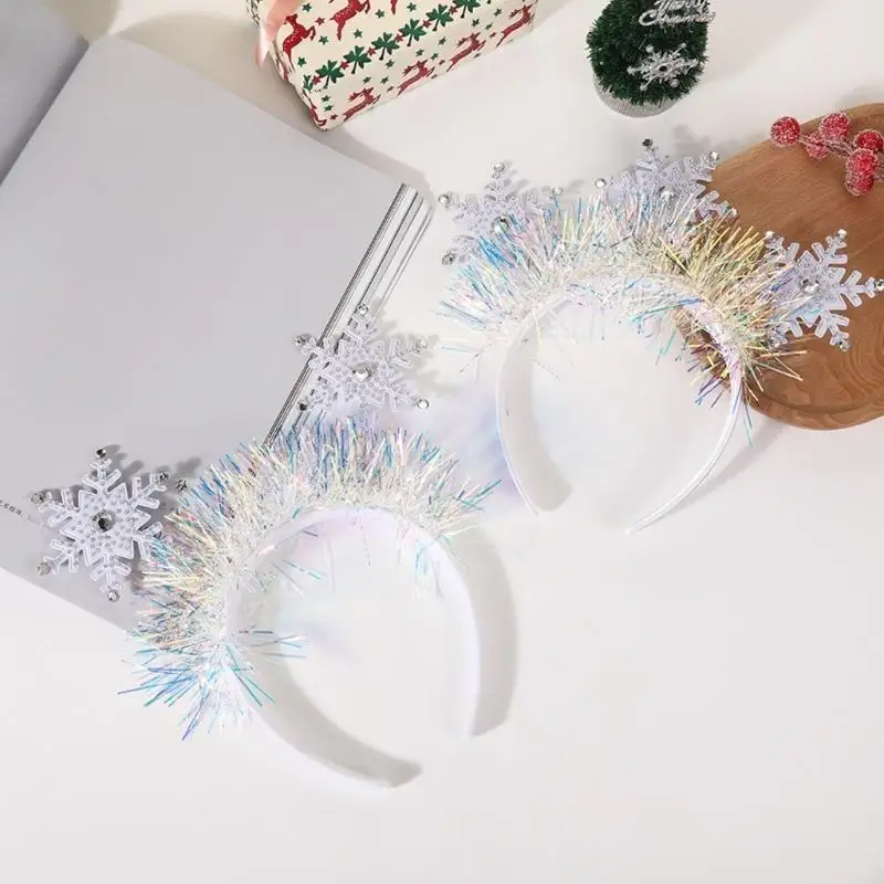 39BD Modisches Stirnband, Schneeflocken-Haarband für Damen und Mädchen, Winter-Partyzubehör – Detail 1
