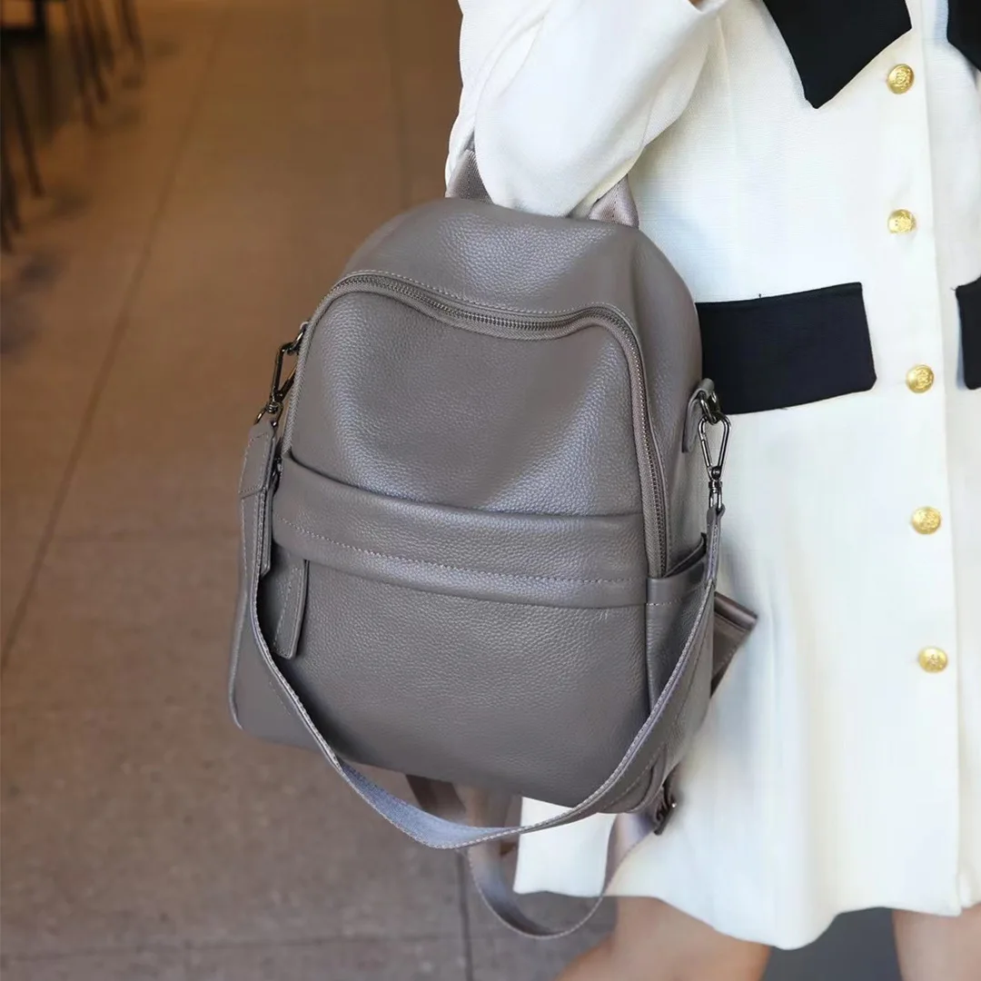 Genuine leather Women's Backpack Fashion Casual Large Capacity Travel Knapsack Head layer cowhide commuter handbag