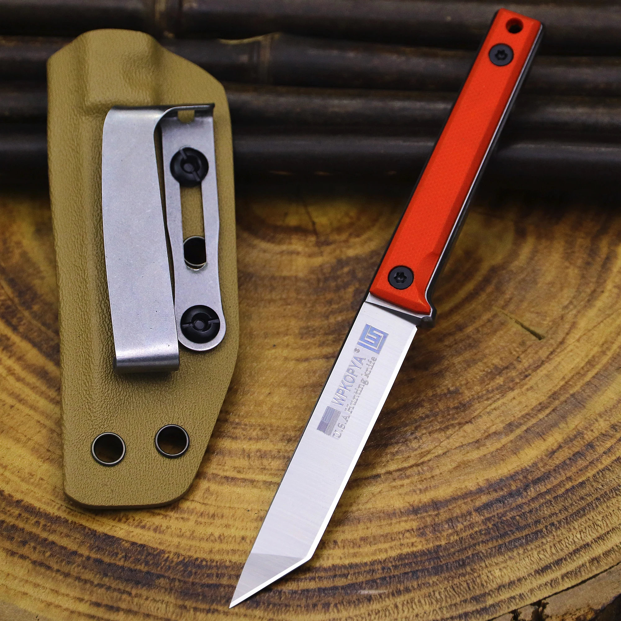 Japanese 7mm thick D2 steel outdoor hunting straight knife