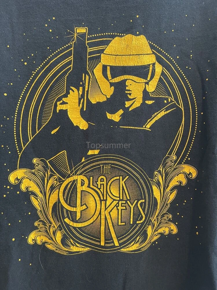 

Men’S The Black Keys Rare Space Man Cop Soldier Black T Shirt Xxl 2Xl