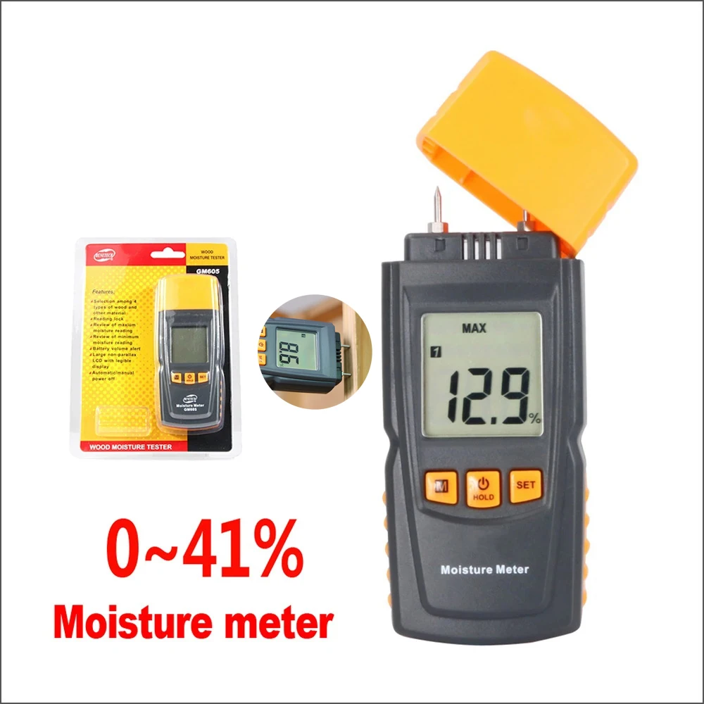 

BENETECH GM605 Digital Wood Moisture Meter Humidity Tester Measuring Range Without Backlight Hygrometer Wood Moisture Meter