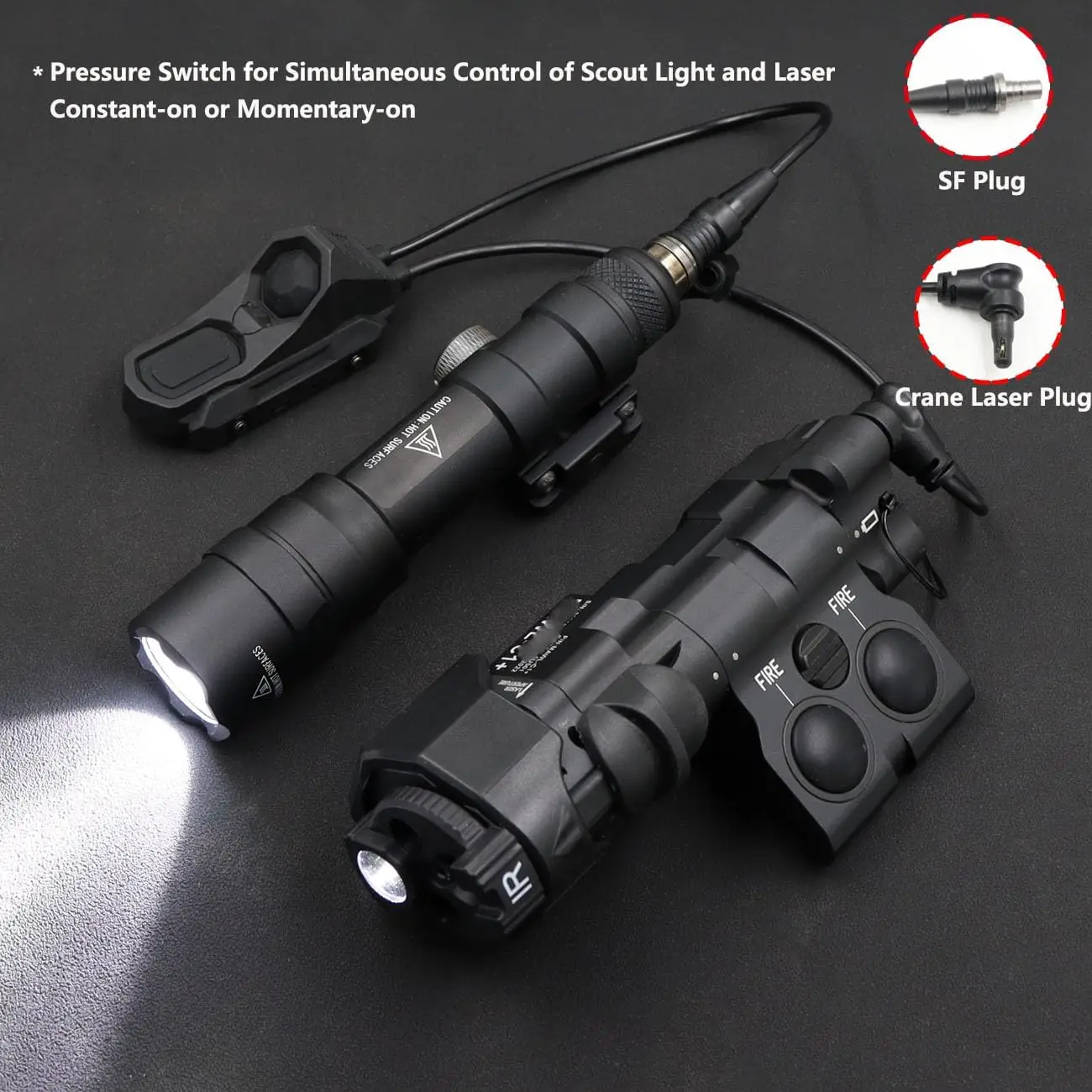 Tactical AXON Remote In-Line Dual Function Pressure Switch Flashlight PEQ NGAL L