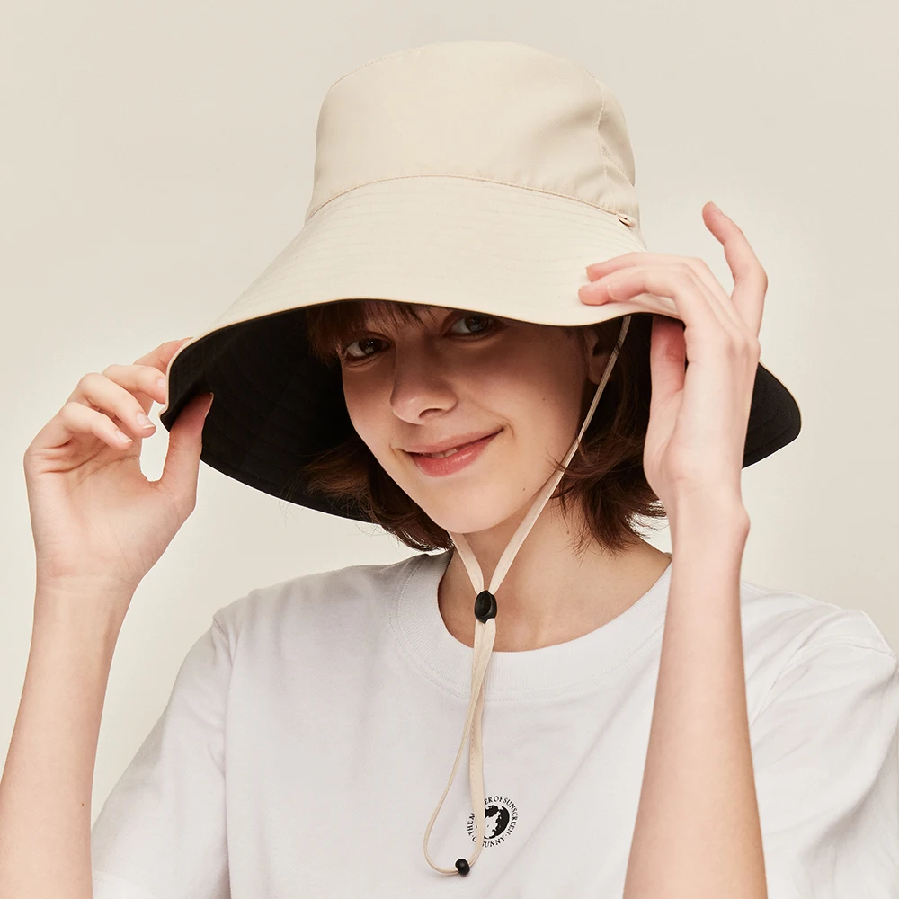 OhSunny Women Bucket Hat Large Brim Sun Hat Anti-UV UPF50+ Adjustable Bucket Cap Double-sided Wearable Waterproof Visor Hat 3