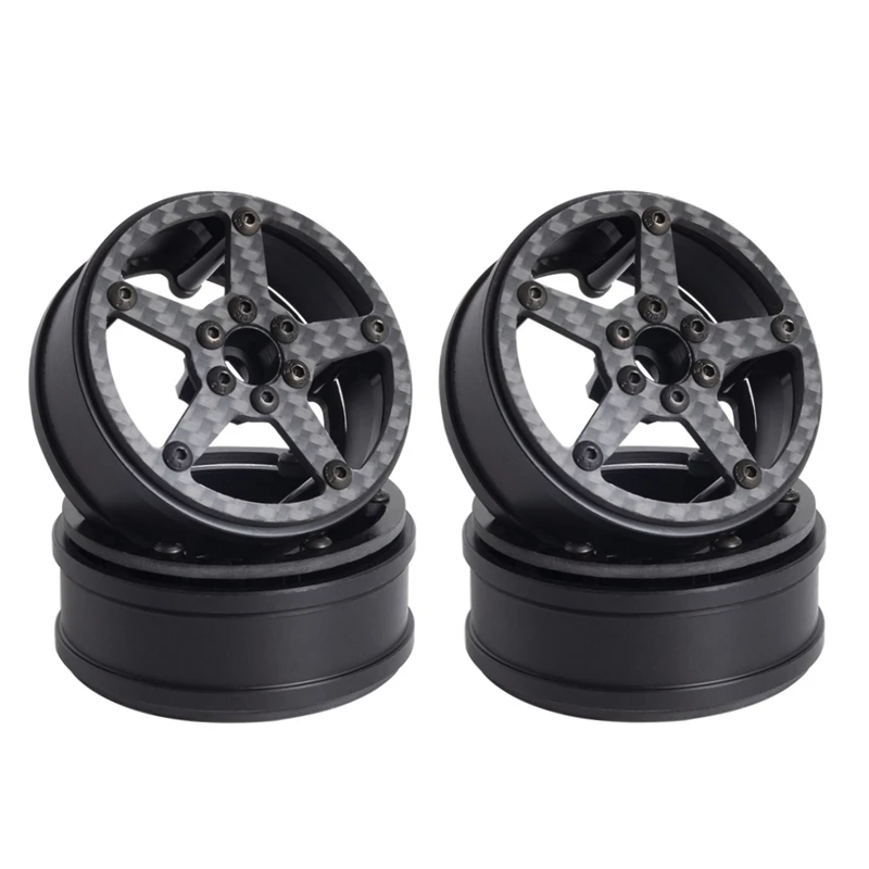 

4Pcs Carbon Fiber 2.2Inch Beadlock Wheel Hub Rim For 1/10 RC Crawler Car Axial SCX10 Wraith RR10 Traxxas TRX4