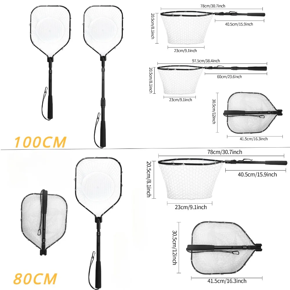 Fly Fishing Landing Net Soft Rubber Mesh Catch Release Fish Net Lightweight Portable Landing Net with Aluminum Handle Frame 5