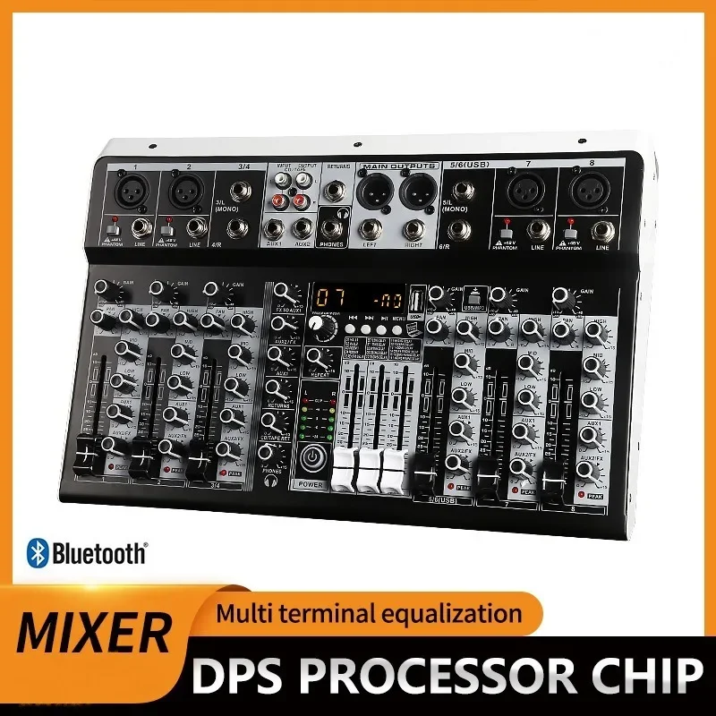 

Audio Mixer with Effects for Professional Beginners 4 Channle Stereo Input Live Streaming 8 Channel Mixer Stereo Mixer US Plug