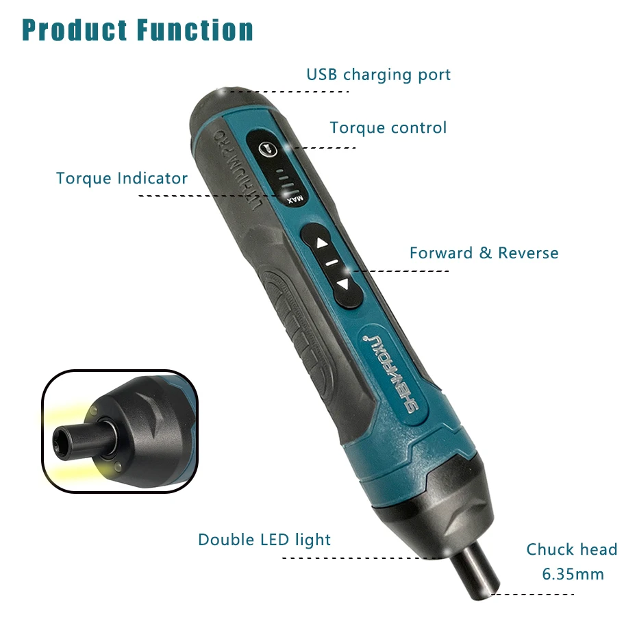 Cordless Electric Screwdriver Rechargeable 1300mah Lithium Battery