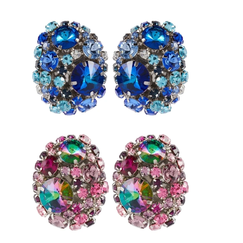 

Stylish No Piercing Crystal Ear Clips Shimmering Rhinestone Earrings Colorful Ear Jewelry Fashion Accessory for Women DropShip