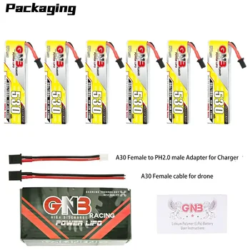 6PCS GNB 530mAh 1S 3.8V 90C GAONENG HV 4.35V Lipo Battery With High Current A30 Connector For RC FPV Drone DIY Parts VS BT2.0 1