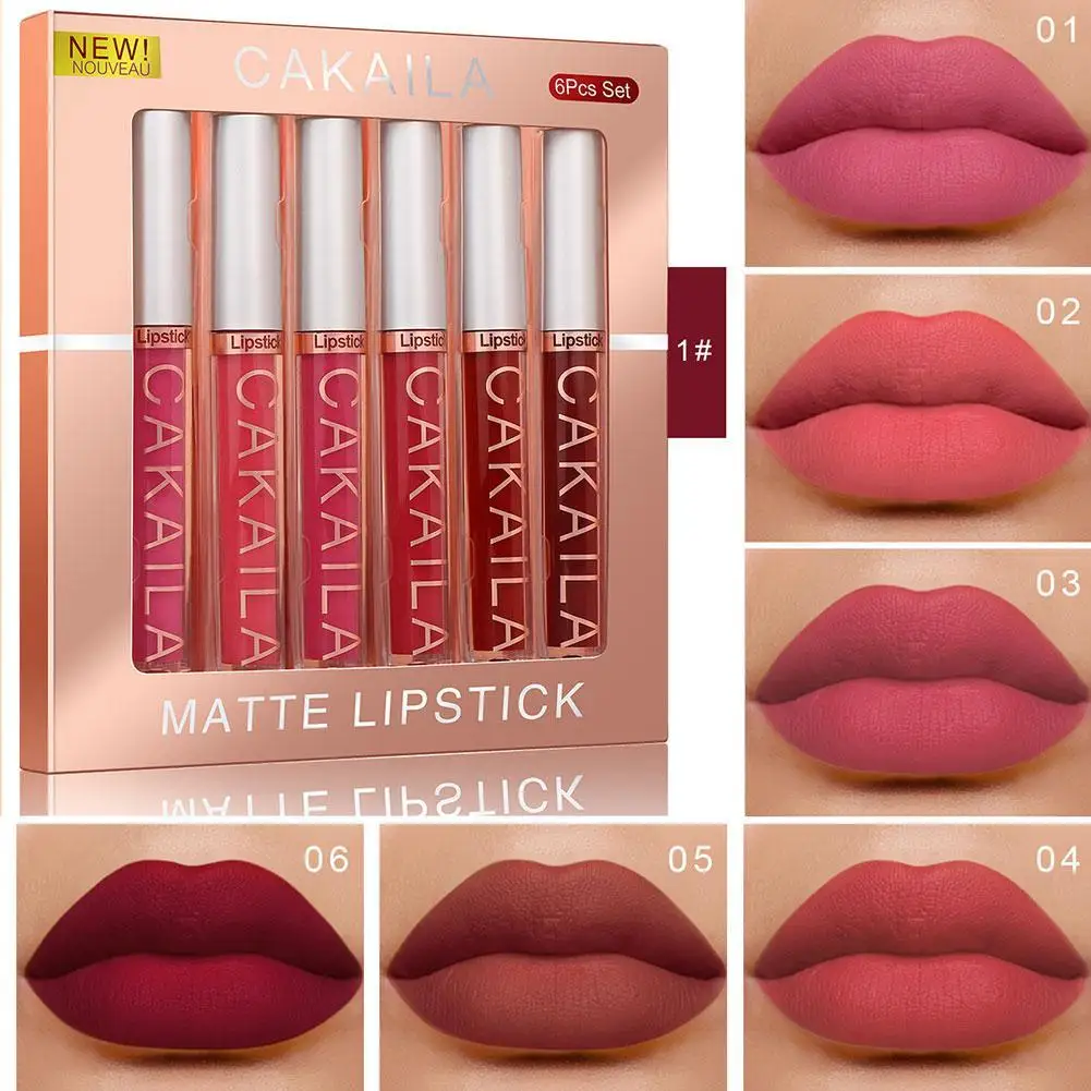 6Pcs Makeup Lipstick Set Liquid Velvet Matte Gloss Lip Sexy Red Lipstick Nude Women Long Lasting Waterproof Moisturizer Lips lip makeup set