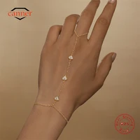 CANNER 925 en argent Sterling coeur forme pétale CZ étincelles Zircon Bracelet anneau chaîne pour femmes minimalisme main chaîne Bracelets 1