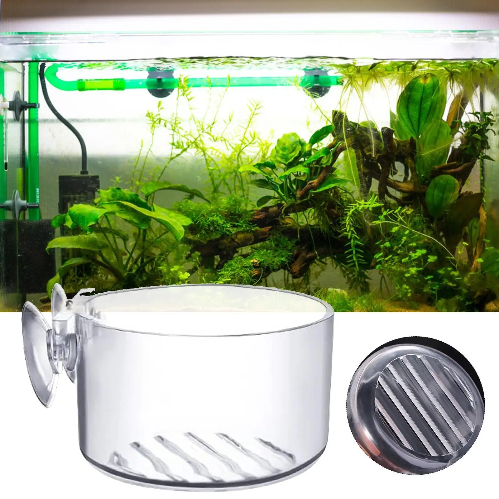 Acrylic Aquatic Plant Cups Aquarium Fish Tank Glass Plant Pot With Suction Holder Feeding Container Stand For Aquarium Lanscape
