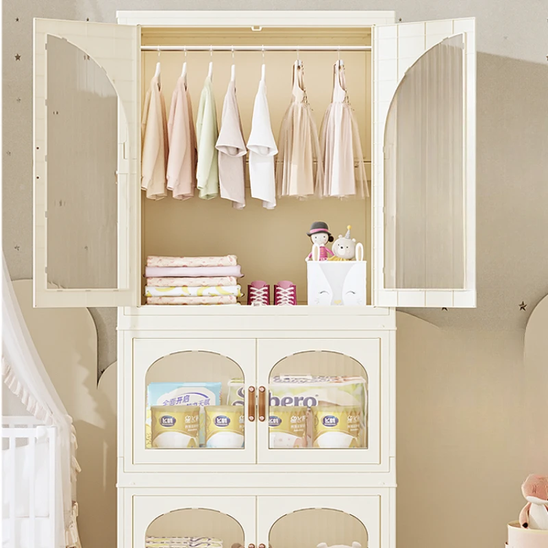 Plastic Portable Children Wardrobes Closet Organizer Cabinet Bedroom Wardrobes Shelves Shoe Szafa Na Ubrania Furniture MR50CW