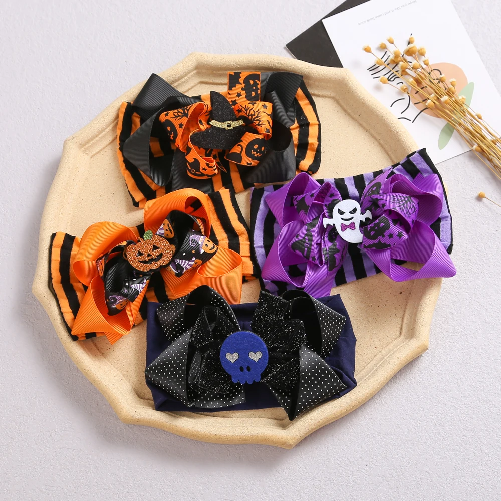 

Halloween Decoration Suit Baby Headband Ablaze Hallows' Day Skull Pumpkin Children's Accessories Toddler's Hairbands Baby Items
