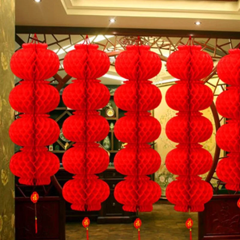 

Spring Festival String Lanterns Traditional Chinese Red Lantern New Year DIY Decorations Hang Waterproof Festival Lanterns Paper