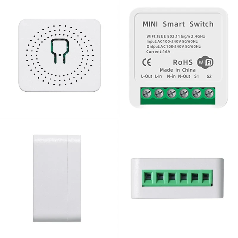 WiFi Smart Switch Tuya WiFi MiNi Smart Switch With Power Monitor 16A 2-way Control Timer Breaker Relay Work With Alexa Google Home Alice