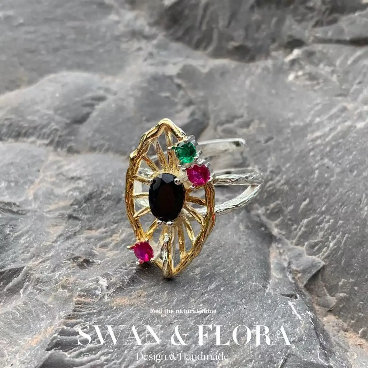 3MM Natural Sapphire Ring Adjustable Female Ring Jewelry for Women Gift Wholesale High Quality Vintage Fine